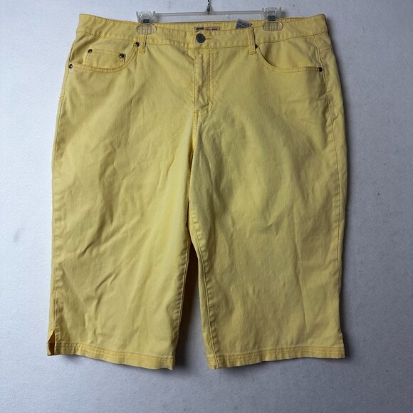Faded Glory capri jeans sz 18 missy butter‎ yellow stretch walking shorts spring - Picture 1 of 6